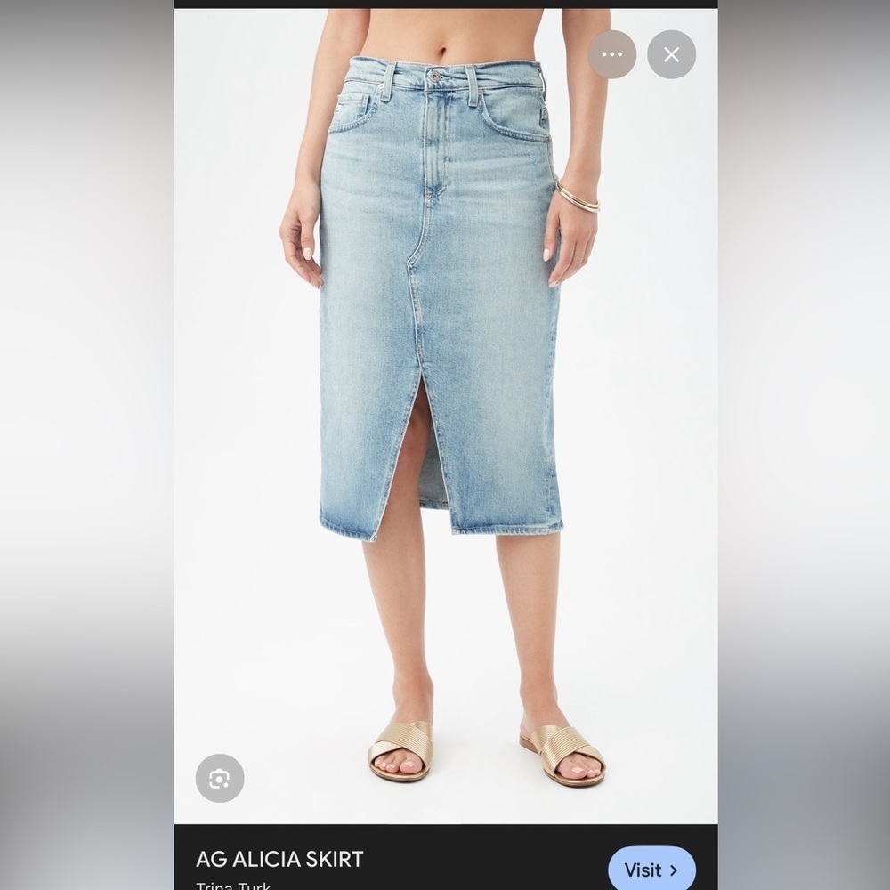 AG Alicia Midi Light Blue Denim Skirt with Front Slit 26/2